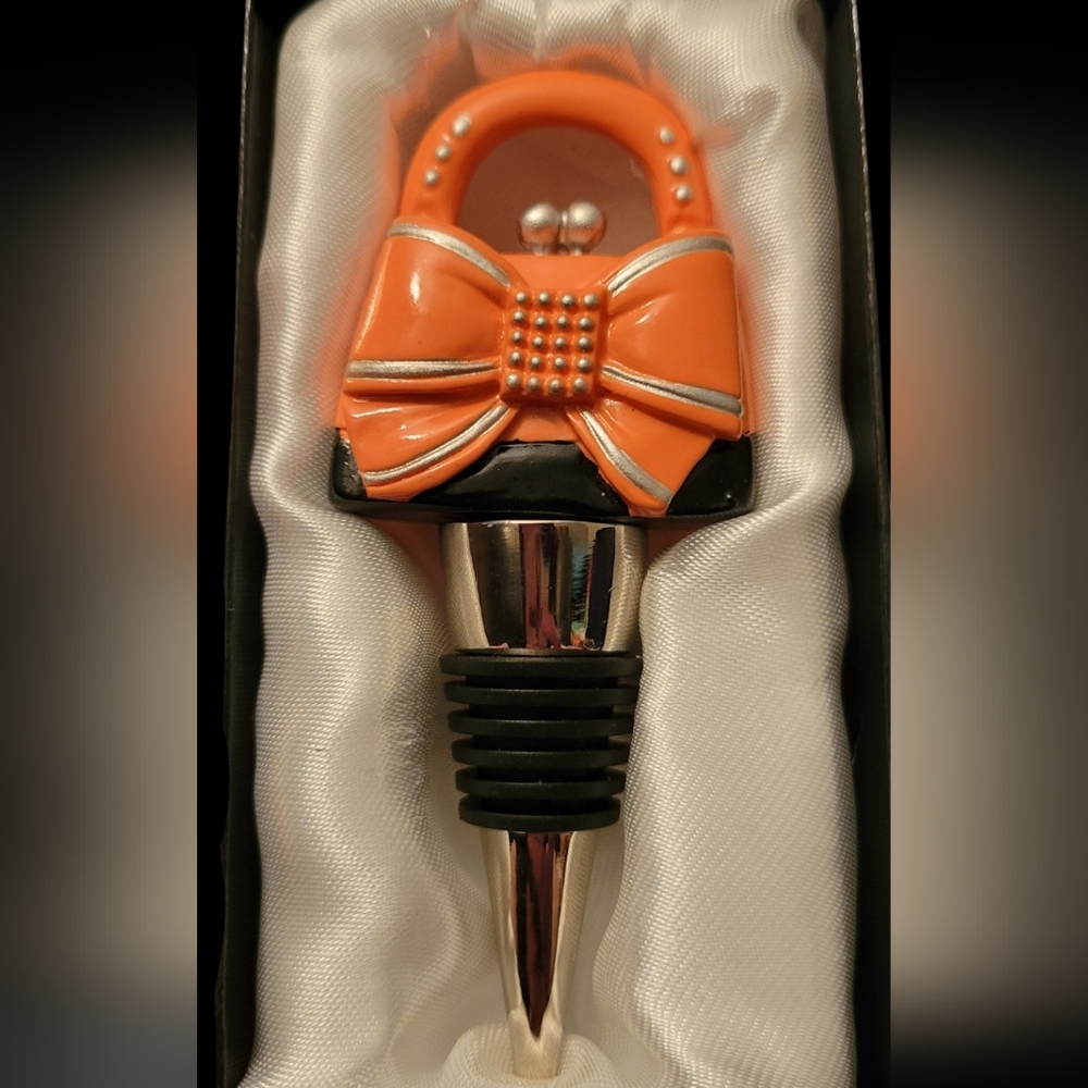 Winestopper Pink Bow Purse Top New in Box